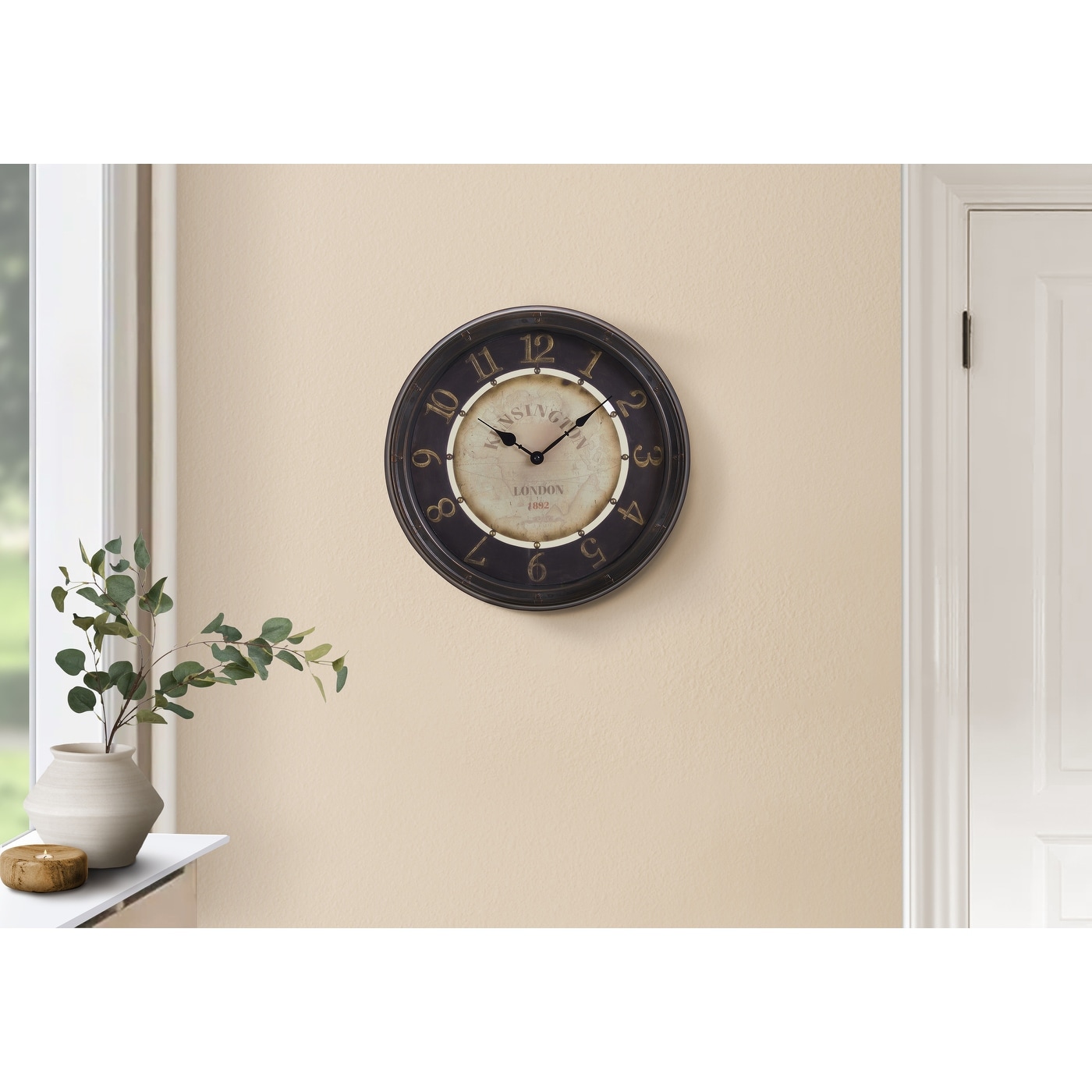 Round Wall Clock, Transitional Style