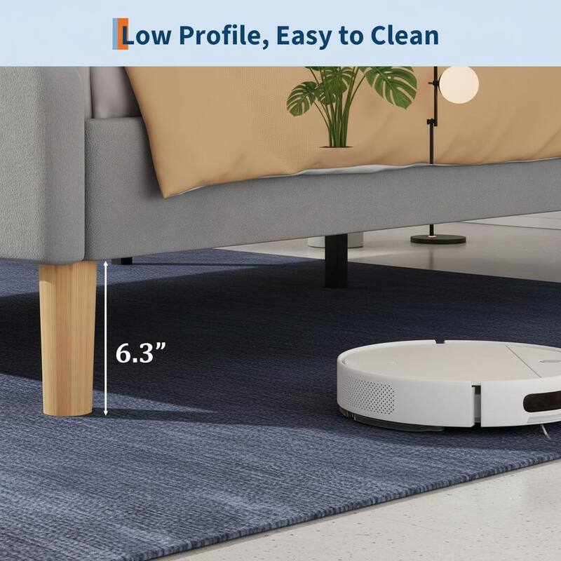 Bed Frame, Adjustable LED Headboard and Footboard