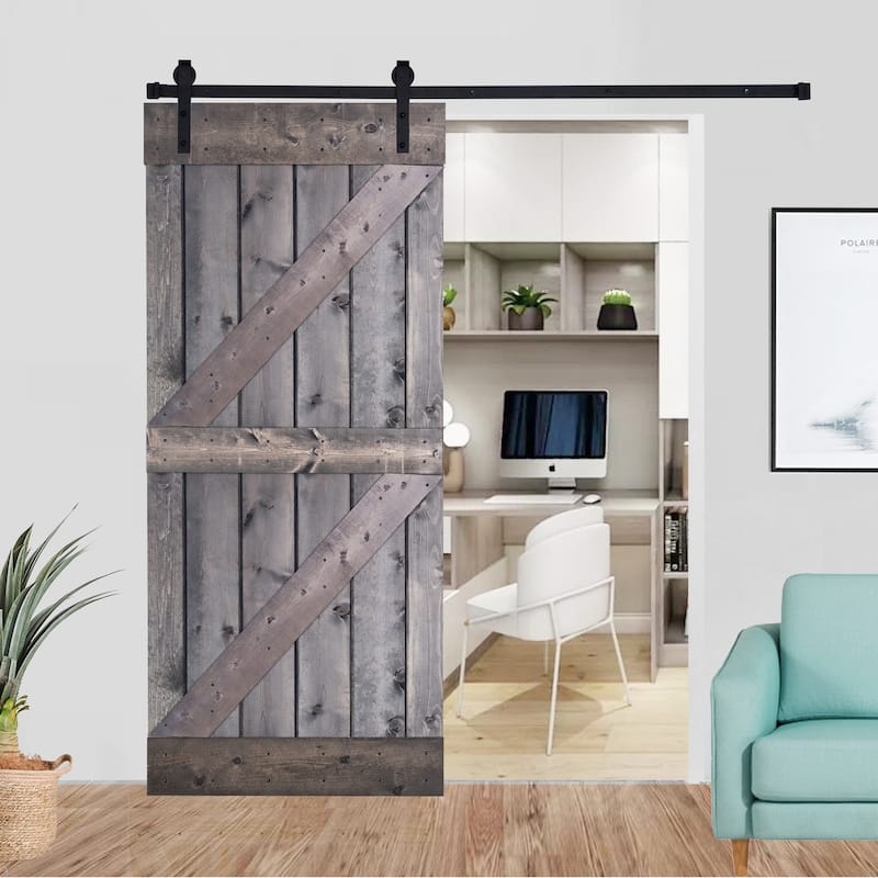 K4 Series Paneled Wood Barn Door with Installation Hardware Kit - 24" - Espresso