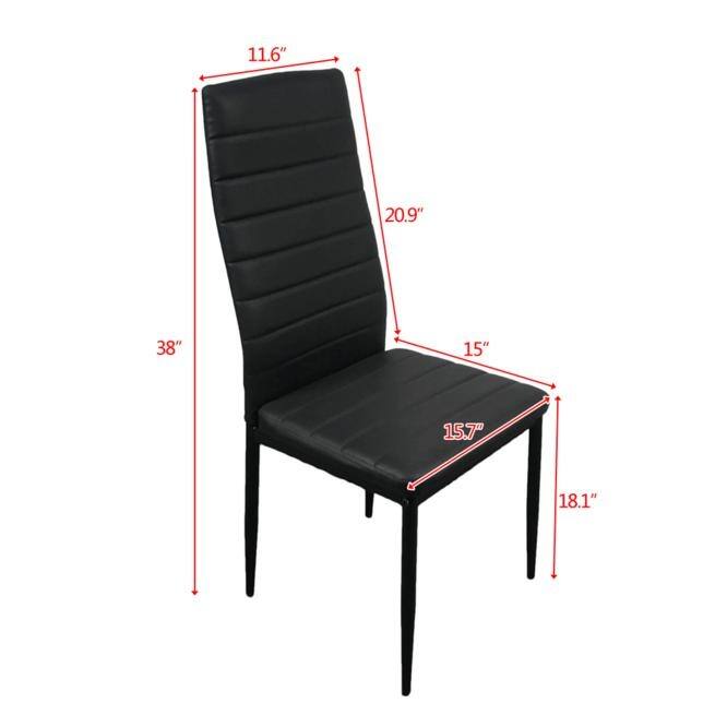 4pcs Elegant Black Assembled Stripping Texture High Backrest Dining Chairs
