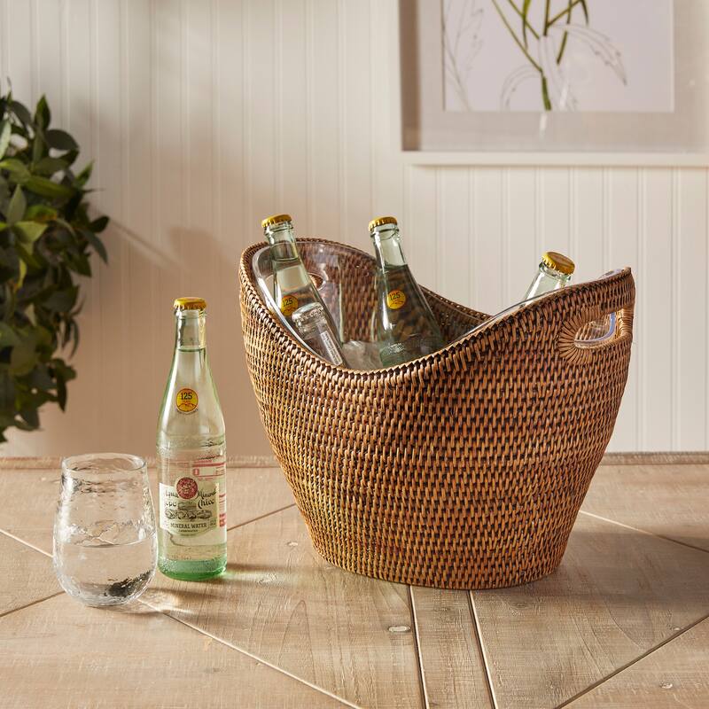 Burma Rattan Beverage Tub Large - warm brown