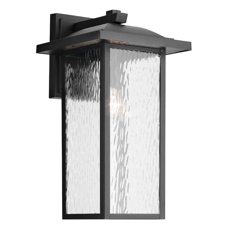 Kichler Lighting Capanna 1-Light Extra-Large Wall Light with Clear Water Glass in Textured Black