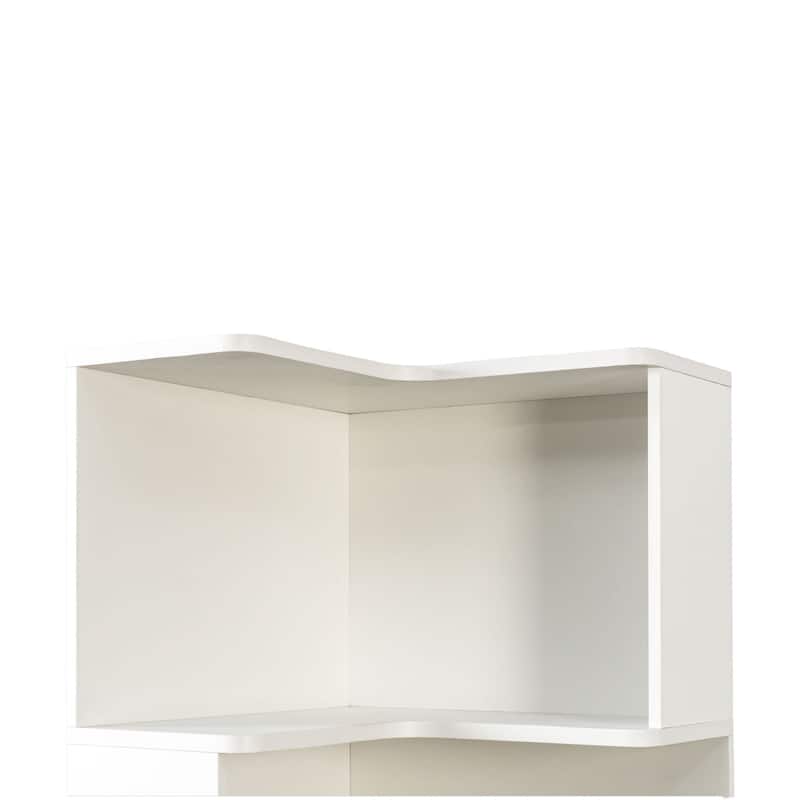 Corner Book Shelf - 5 Tier Corner Bookshelf Bookcase with Baffle, Freestanding L Shaped Display Shelf Stand