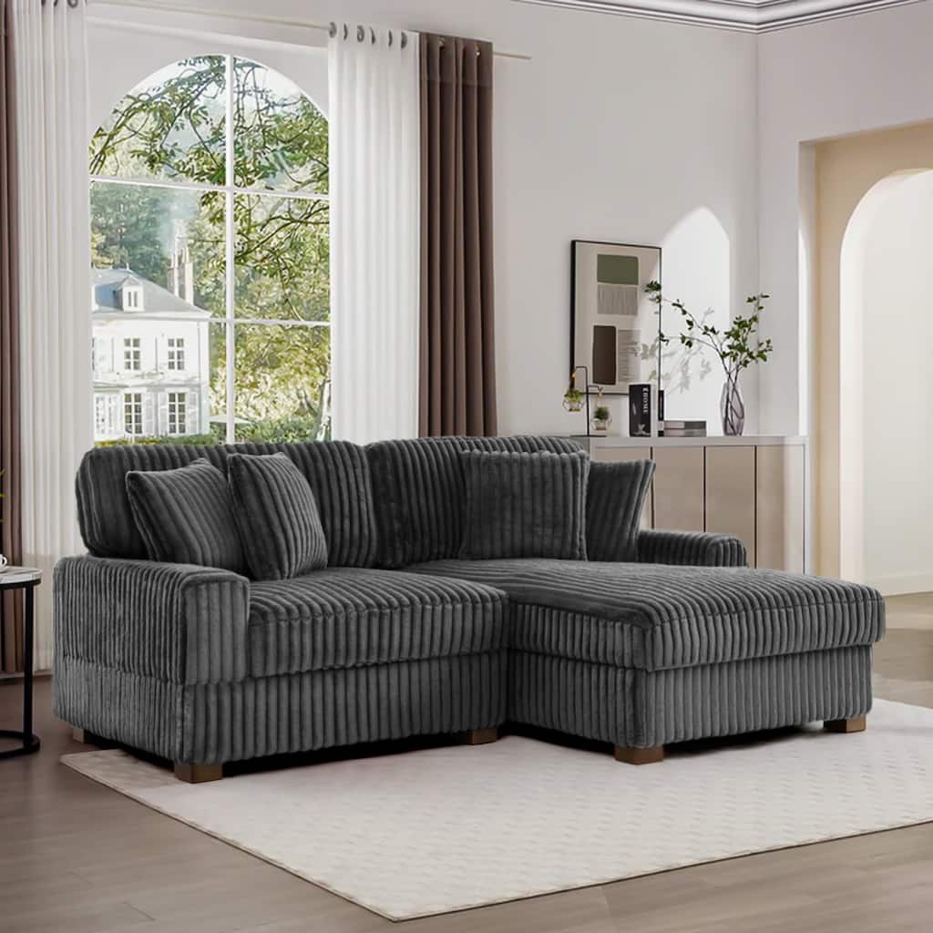 Upholstered Chenille Velvet L Shaped Couch Modular Sofa With Chaise Lounge