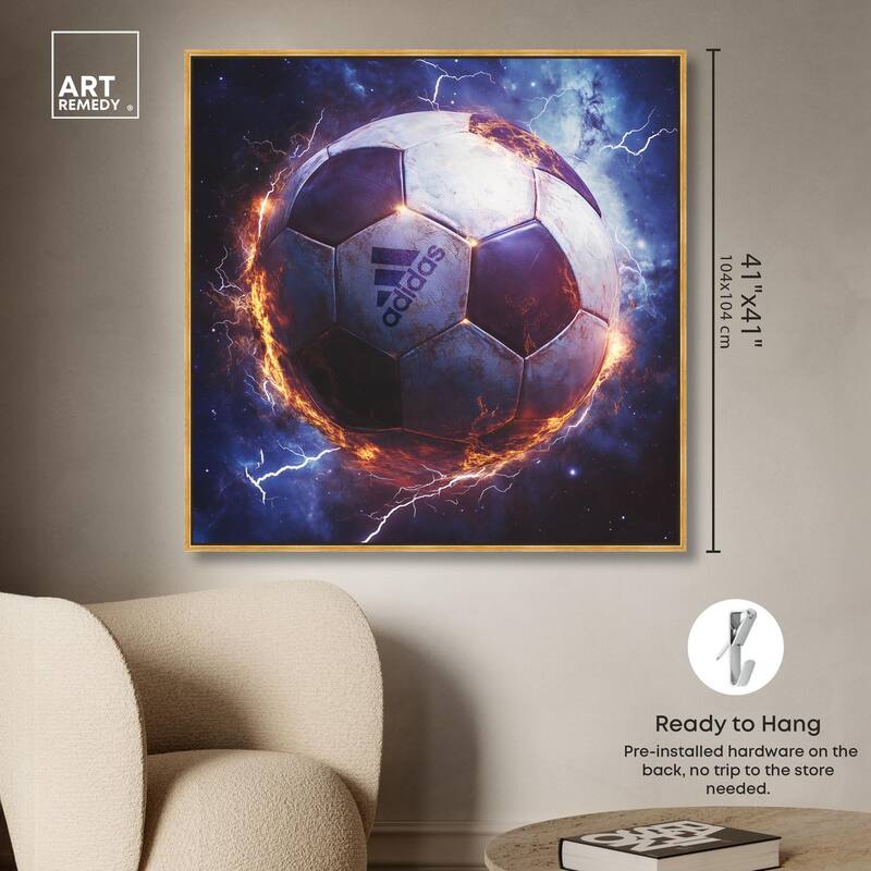 Electrify Soccer Ball Canvas by Art Remedy