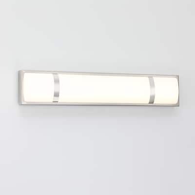 24 in. 3-Light Brushed Nickel Modern/Contemporary LED Vanity Light Bar - 24"W