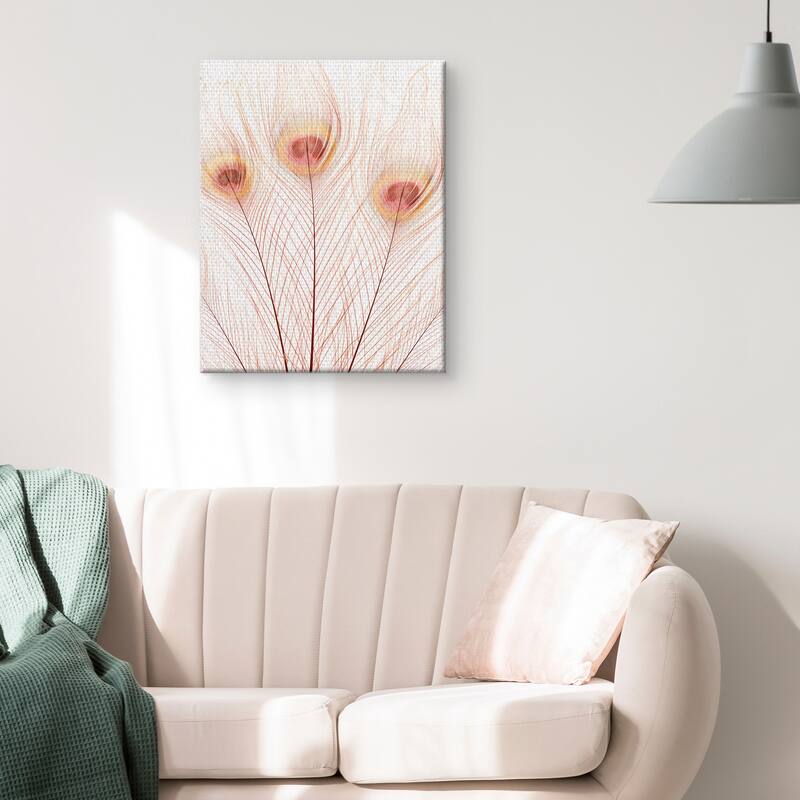 Peach Peacock by Belle Maison Canvas Art Print