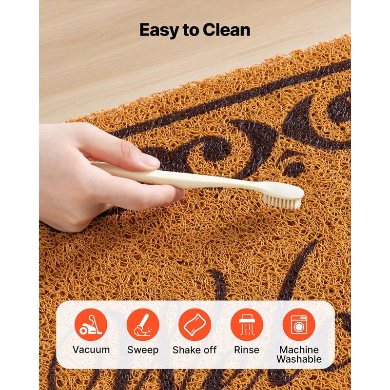Brown Faux Coir Fibers Welcome Doormat with Non-Slip Backing for Indoor or Outdoor Mat - 29.5” x 17” x 0.4”