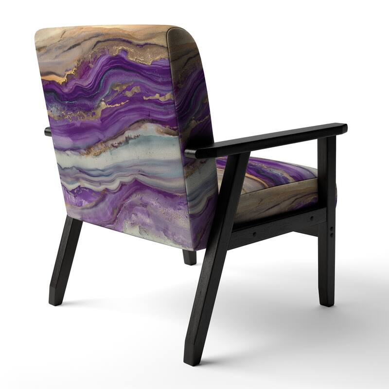 Designart "Coast Blue Sea Waves Watercolour" Upholstered Abstract Accent Chair - Modern Arm Chair For Bedroom