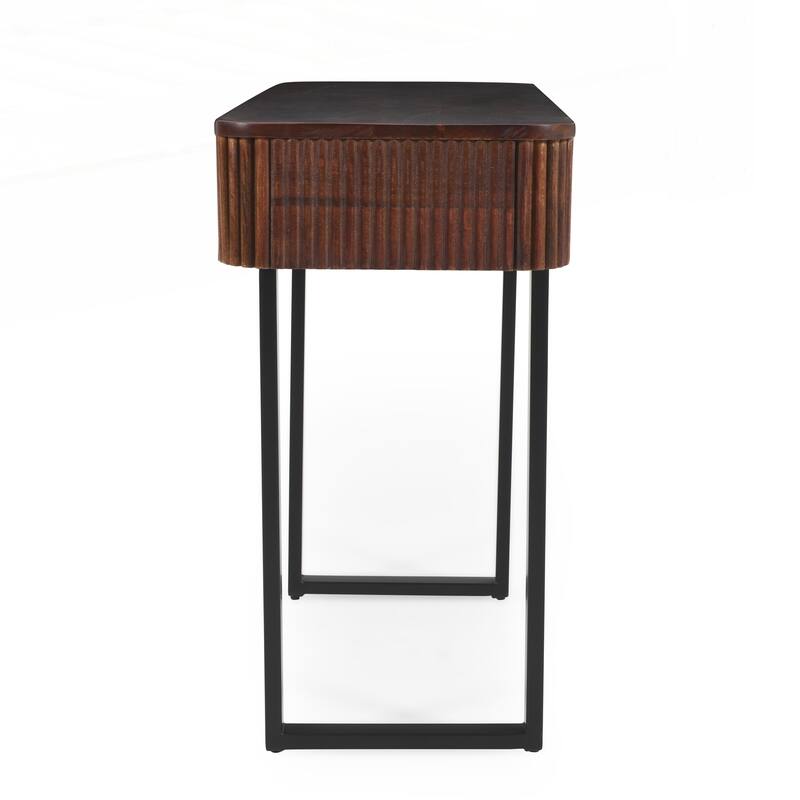 Solid Wood Entryway Table with Fluted Design