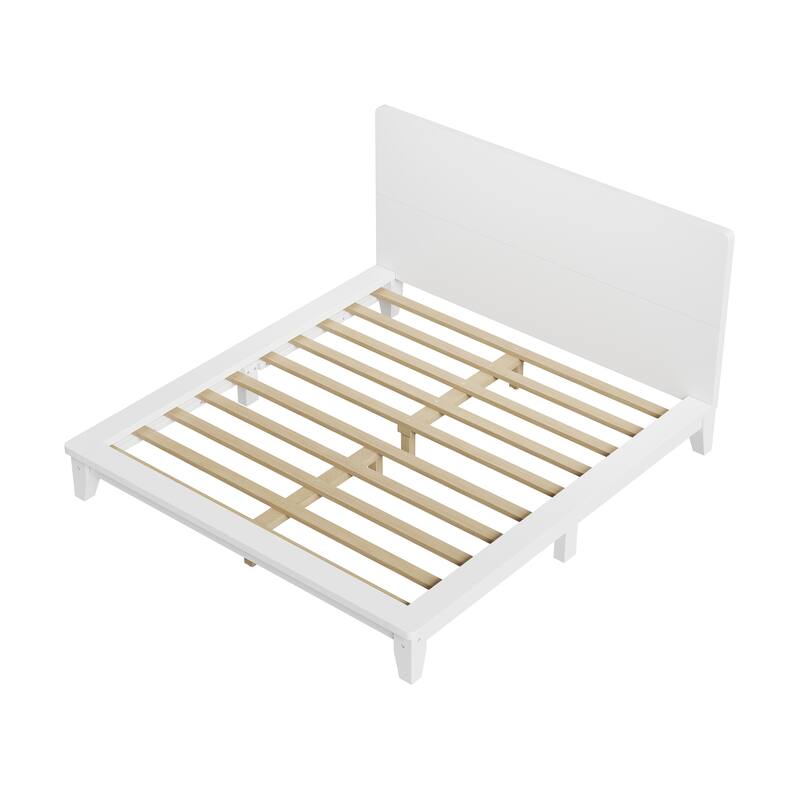 Roomfitters Full/Queen/King Size Wood Platform Bed with Headboard and Slat Support