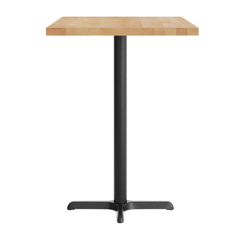 Rectangular Solid Wood Commercial Tabletop with 23.5" x 29.5" Bar Height X-Base - 30"W x 48"D x 42"H