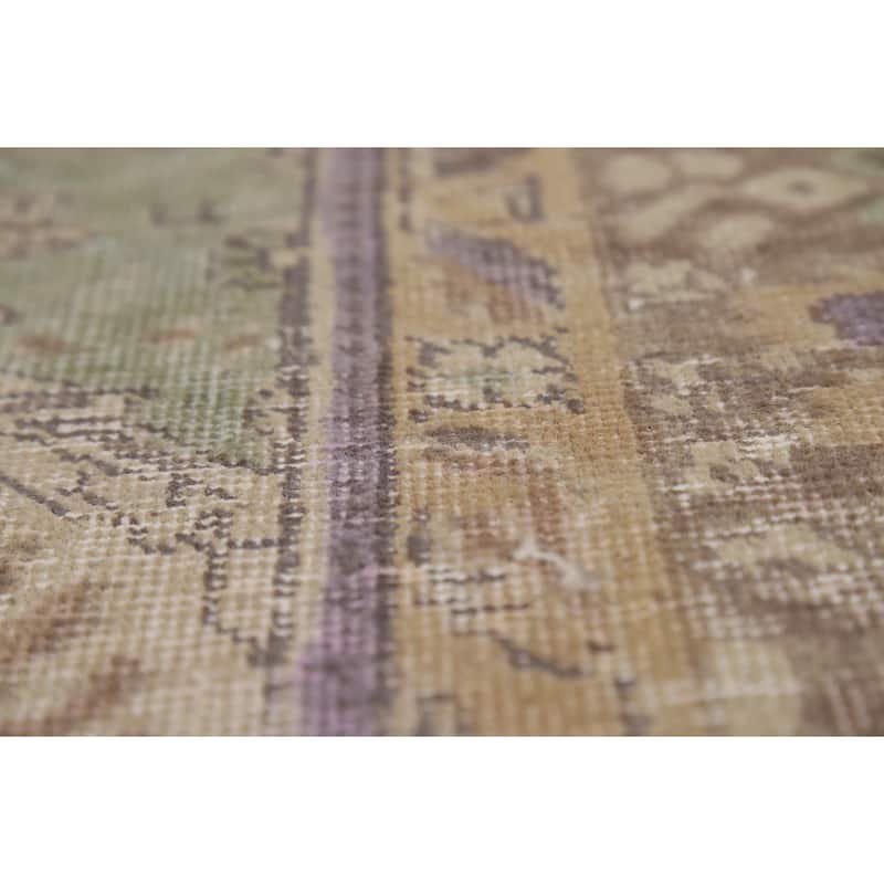 Hand Knotted Oriental 100% Wool Carpet Traditional Floral Navy Blue & Blues Tabriz Area Rug - 8' 11'' X 6' 7''