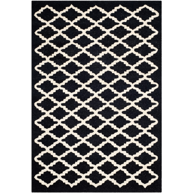 SAFAVIEH, Handmade Cambridge Reny Modern Moroccan Wool Rug - 4' x 6' - Black/Ivory