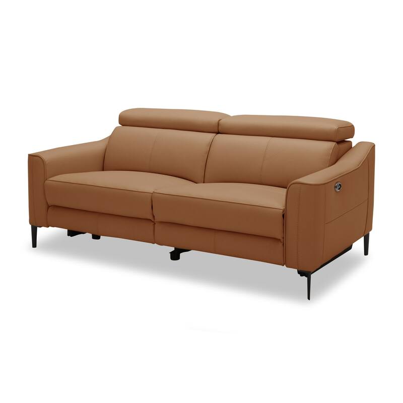 Divani Casa Eden Modern Camel Leather Loveseat With 2 Recliners
