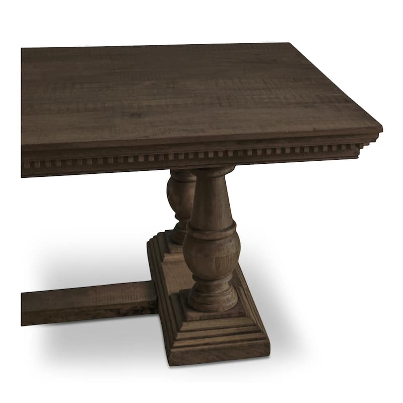NADAAL STUDIOS Alrican Dining Table for 8, Rectangular Mango Wood Top, Traditional Leg Design, Brown
