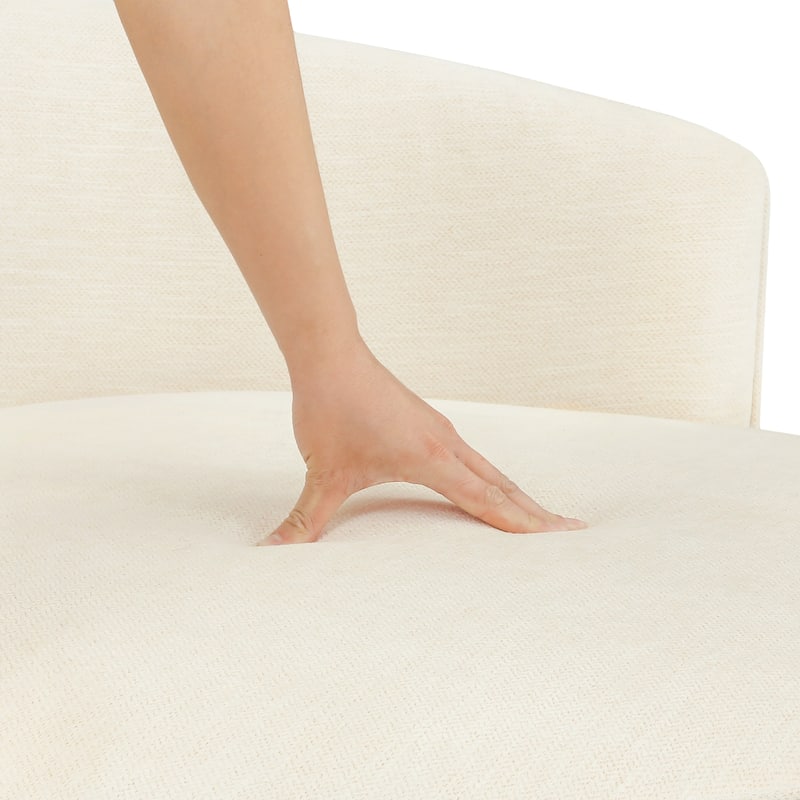 Modern Upholstered Swivel Accent Chair Round Chair with Pillows Single Sofa Chair Chenille Armchair for Living Room