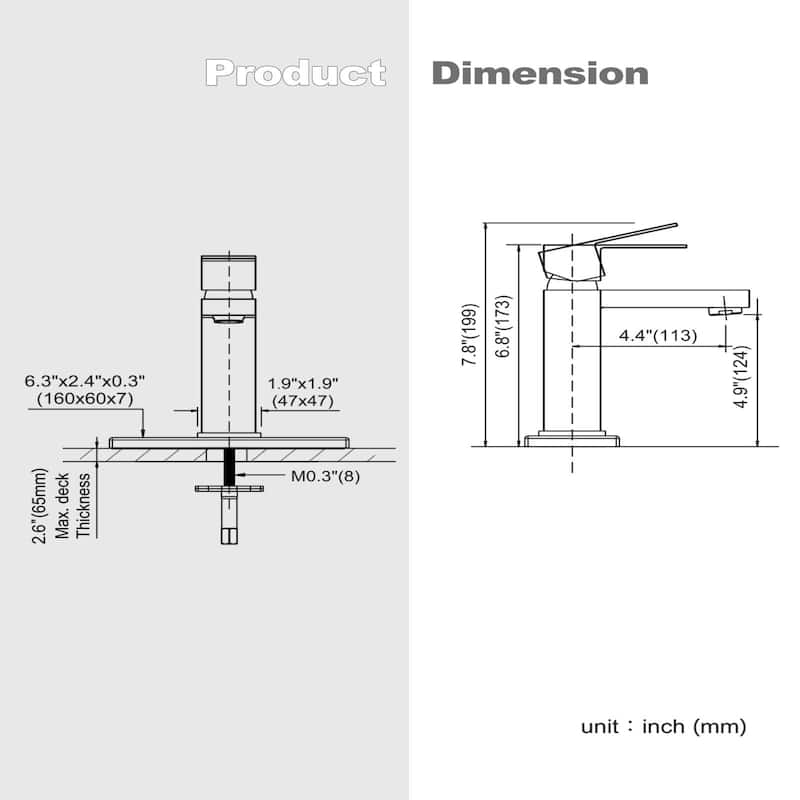 WOWOW 1.2 GPM Single Handle Bathroom Sink Faucet