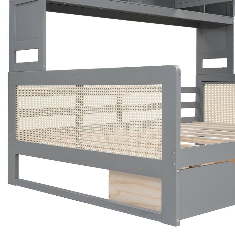 Twin Daybed with Storage Drawers, Cabinet, and Shelf, Sturdy Wood Construction