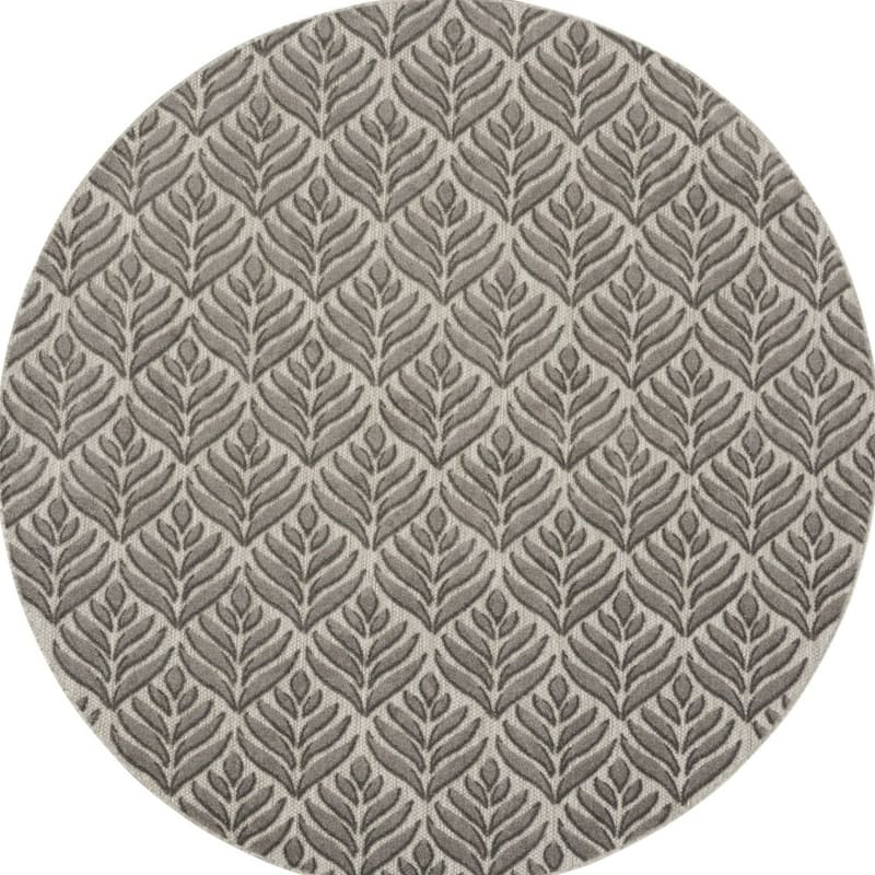 Allusi Garden-Inspired Sun-Resistant Colors Trendy Modern Round Outdoor Rug - 8' Round