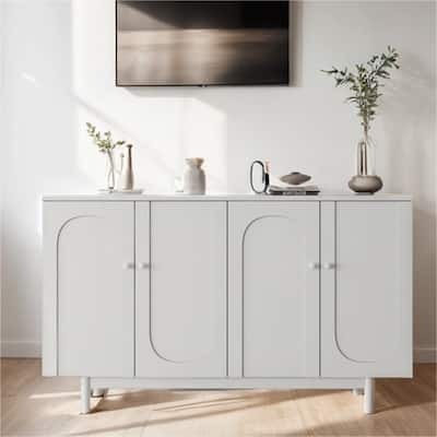 4-Door Wood Storage Cabinet with Legs and Adjustable Shelf