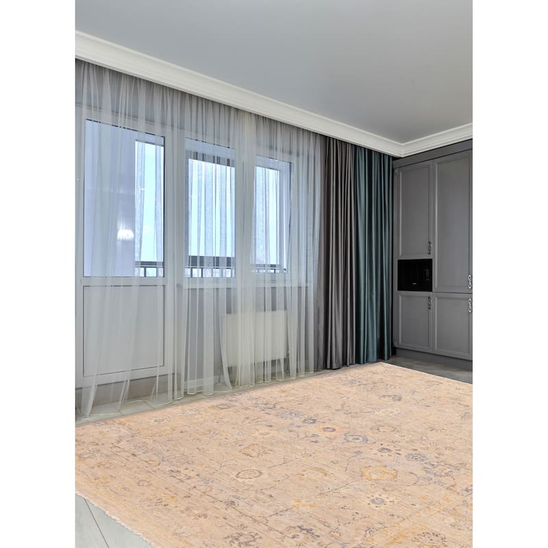 ECARPETGALLERY Hand-knotted Modern Oushak Light Grey Wool Rug - 7'10 x 9'7