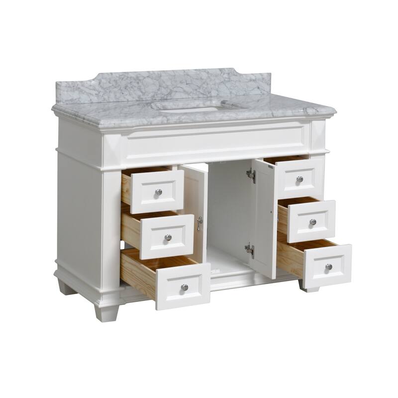 KitchenBathCollection Elizabeth 48" Bathroom Vanity with Carrara Marble Top