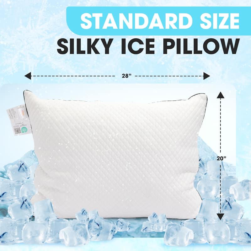 Cheer Collection Cooling Ice Pillow With Shredded Foam and Soft Washable Cover