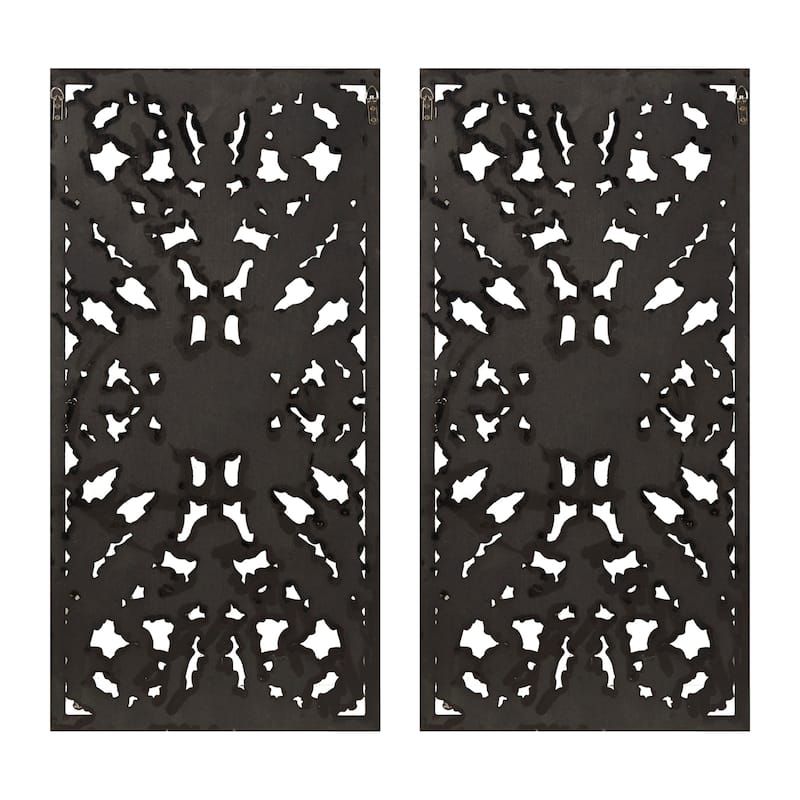 Madison Park Botanical Distressed Carved Wood Wall Décor (Set of 2