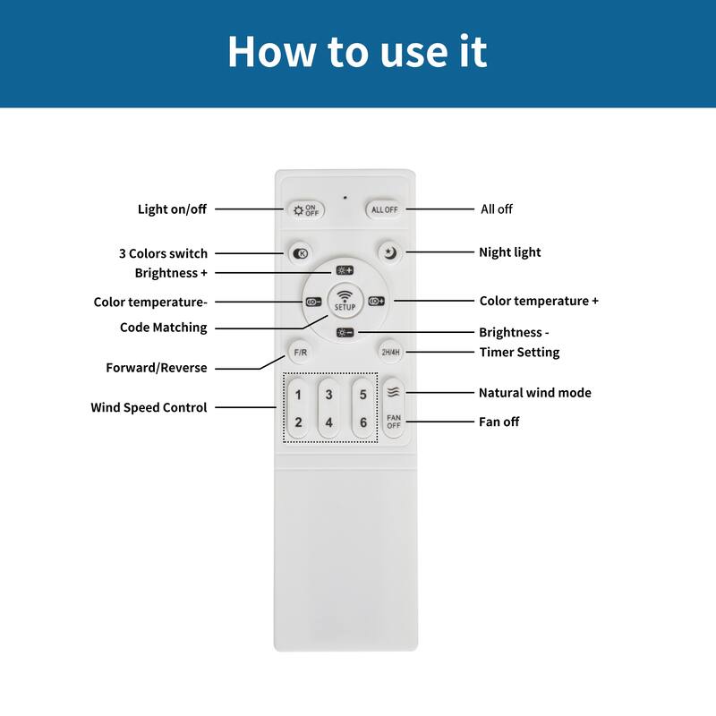 6 Speeds Reversible DC Motors Ceiling Fan with Lights and Remote, 60 Inch Wood Ceiling Fan for Bedroom Outdoor Patios