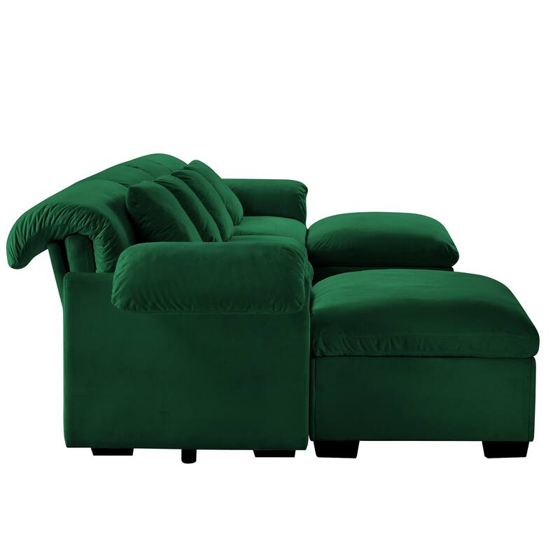 Large U-Shaped Deep Seat Modular Sofa with Storage Seats & 2 Storage Ottomans