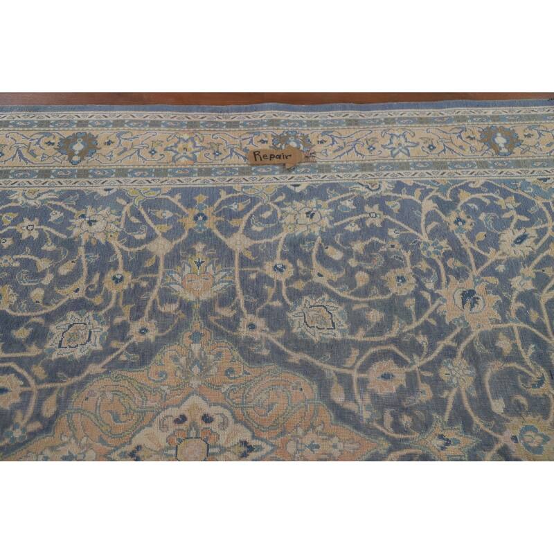 Hand Knotted Oriental 100% Wool Carpet Traditional Floral Navy Blue & Blues Sarouk Area Rug - 10' 4'' X 6' 8''