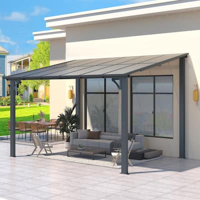 8x12ft Wall Mounted Gazebos Pergola, Outdoor Lean to Gazebo Awnings