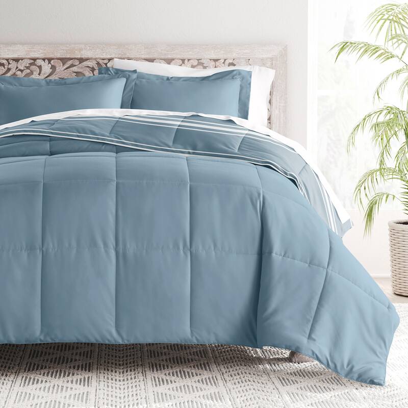 Becky Cameron Reversible Down-Alternative Comforter in Ombre and Soft Stripe
