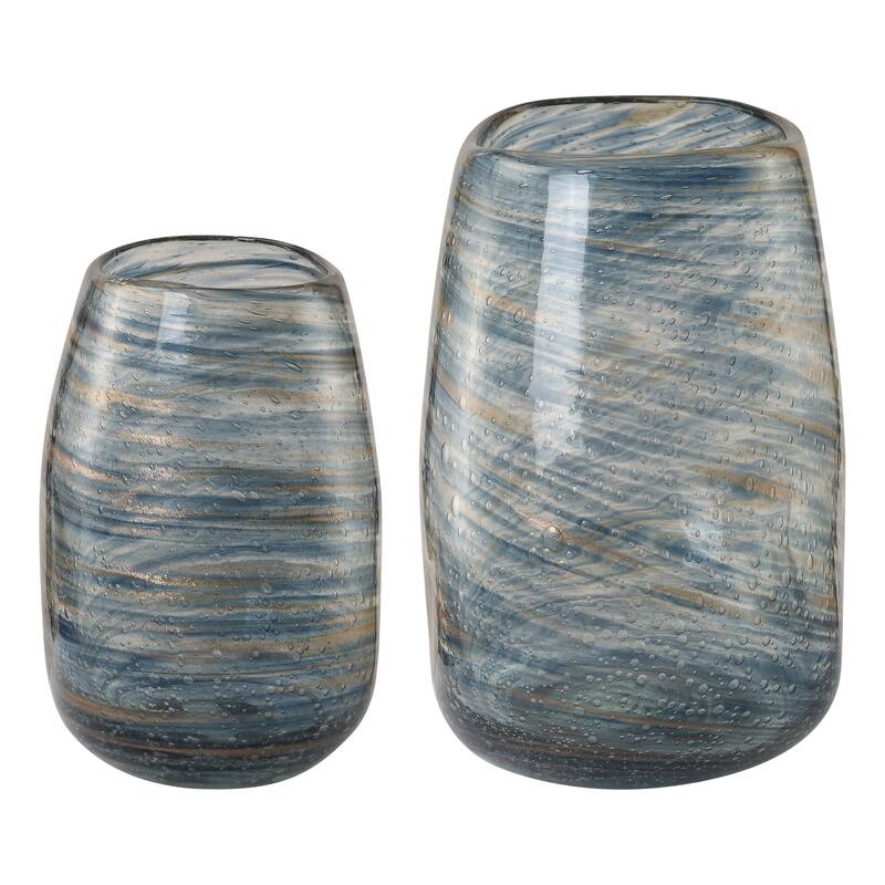 Uttermost Aurora Swirl Glass Vases, Set of 2