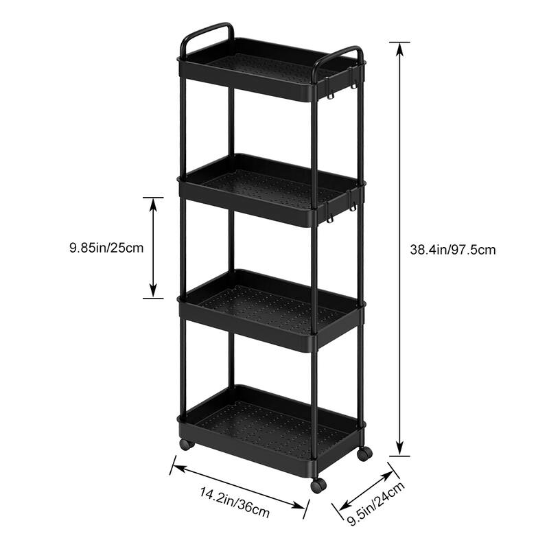 Storage Cart, Shelf Organizer Mobile Shelving, Multifunction Movable Storage Organizer