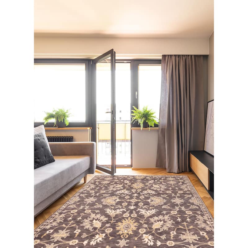 ECARPETGALLERY Hand-knotted Royal Oushak Dark Grey Wool Rug - 9'0 x 11'11