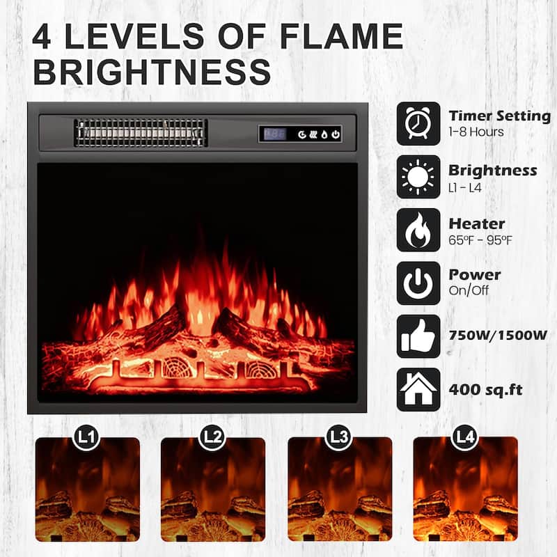 32" H Fireplace TV Stand, 55/70 Inch Media Console for TVs up to 80", Remote, Storage & LED Lights