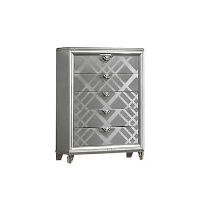 Chest with Embossed Pattern and Acrylic Legs, Gray