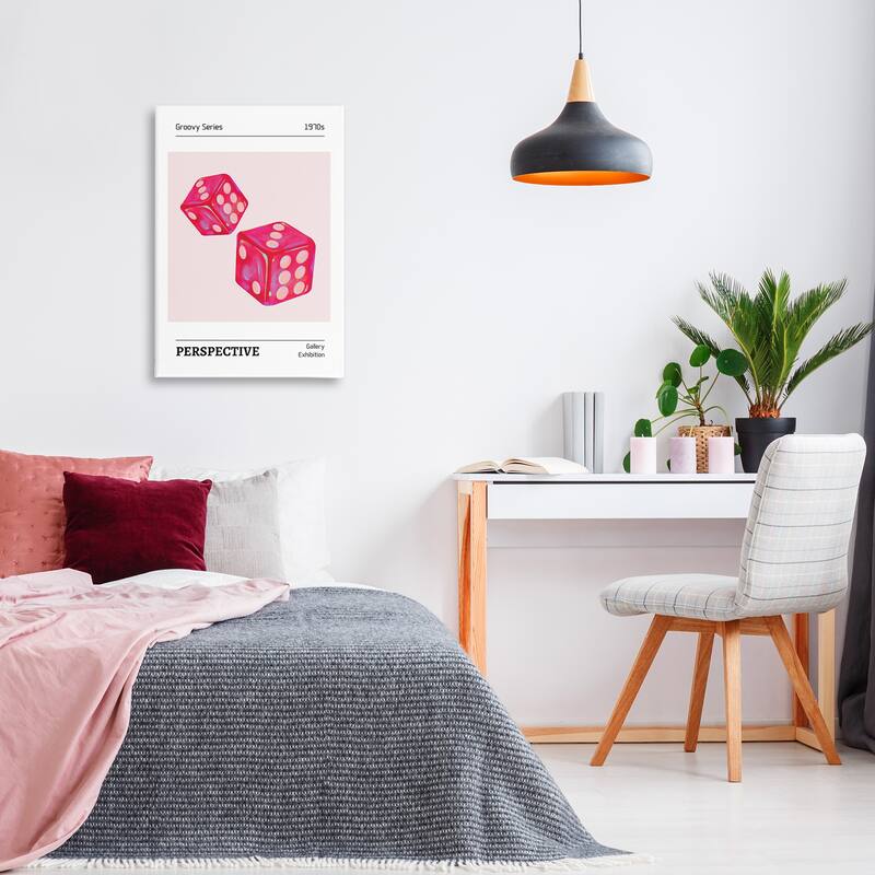 Stupell Pink Dice Pair Canvas Wall Art Design By LSR Design Studio