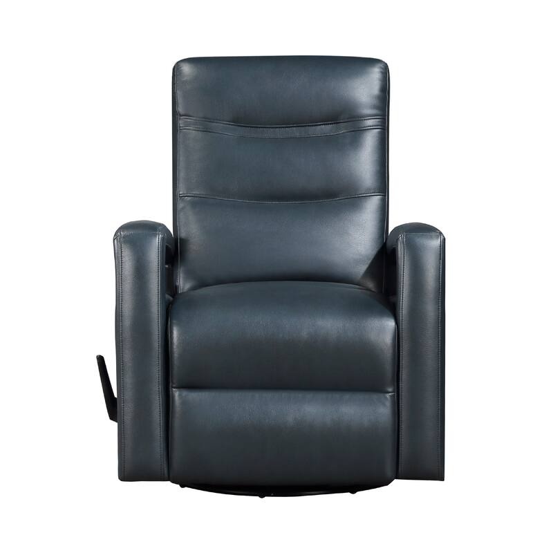 Kamo Manual Recliner Swivel Chair, 32 Inch, Navy Blue Faux Leather
