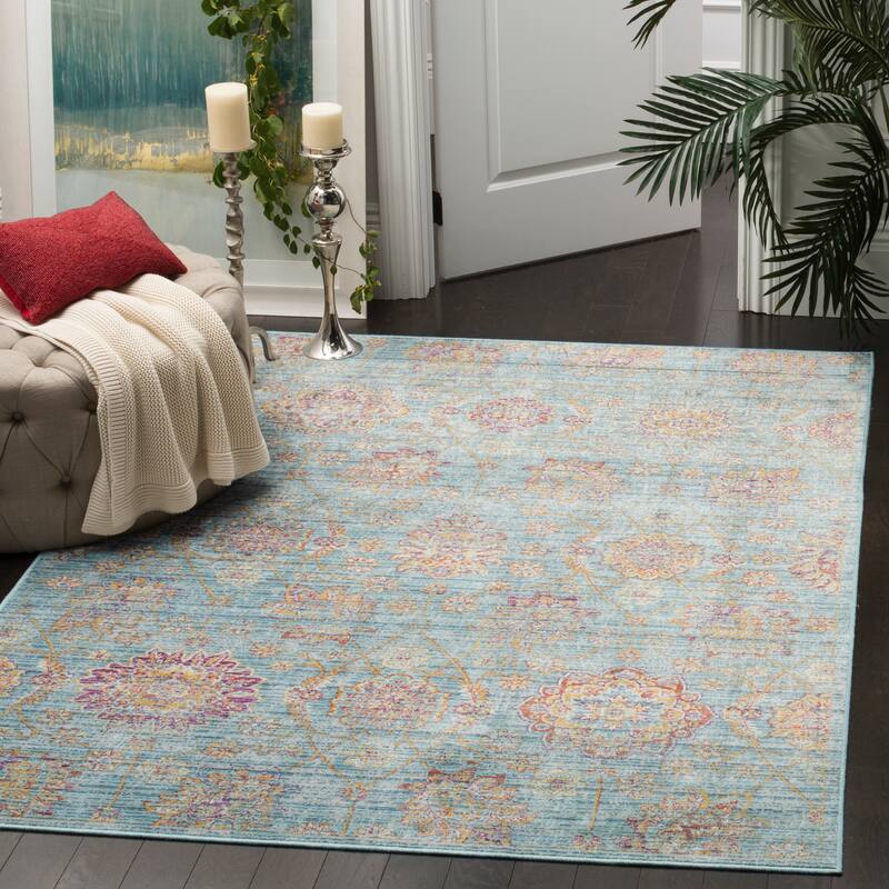 SAFAVIEH Sevilla Arda Traditional Oriental Viscose Rug - 4' x 5'7" - Blue/Multi