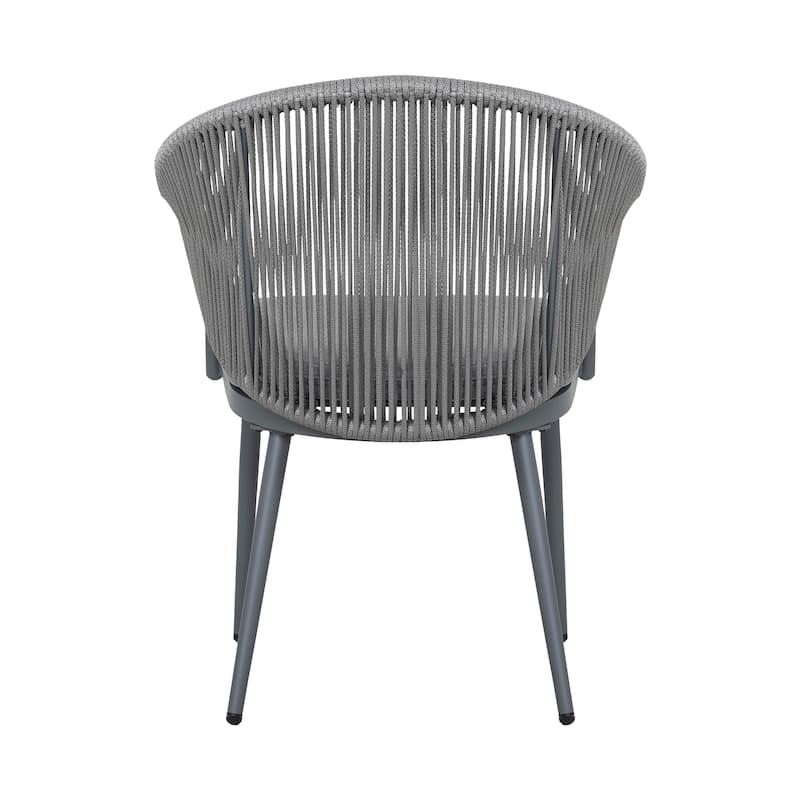 Nuu Garden 3-Piece Aluminum Outdoor Bistro Set, 1 Coffee Table and 2 Woven Rope Chairs with Seat Cushions