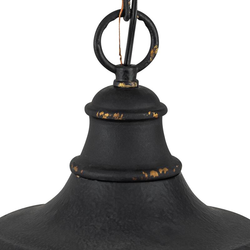 2-Light Farmhouse Pendant Light with Distressed Gold Dome Shade - 2-Lights