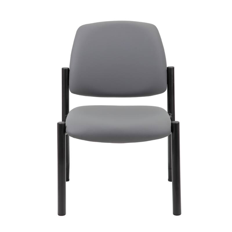 Lea Reception Guest Chair, Gray Antimicrobial Vinyl, Black Legs