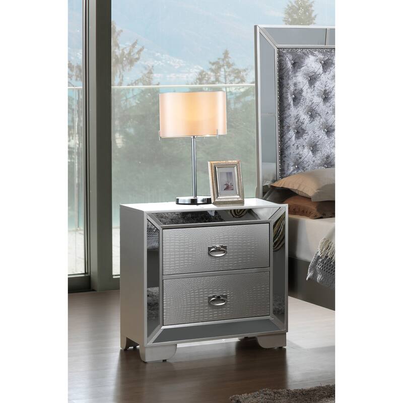 Modern Bedroom Cabinet with Two Drawers Bedside Table Storage Nightstand for Bedroom - Champagne