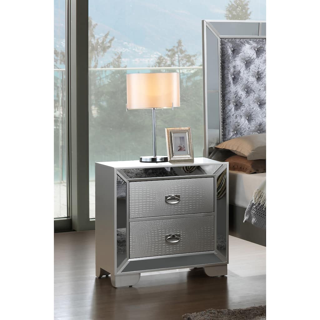 Modern Bedroom Cabinet with Two Drawers Bedside Table Storage Nightstand for Bedroom