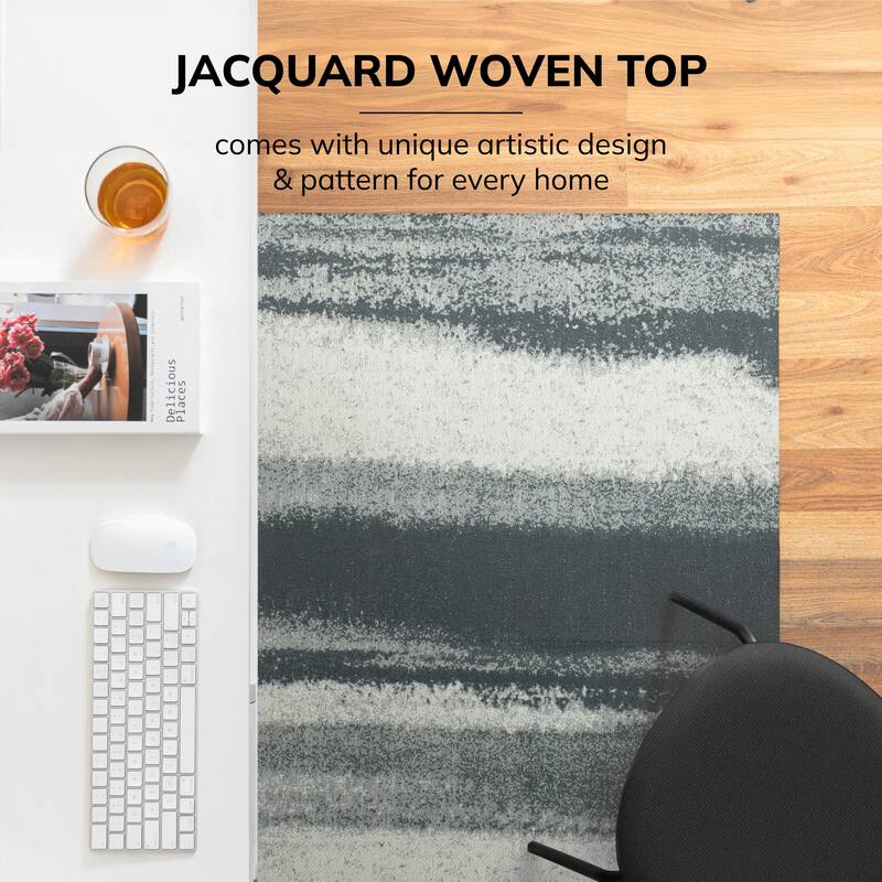 Jani 36"x48" Rug'd Chair Mat-Rug Style Office Chairmat for Carpet & Hard Floors| 0.25" Thick |Non-Slip, Foldable Desk Chair Mat