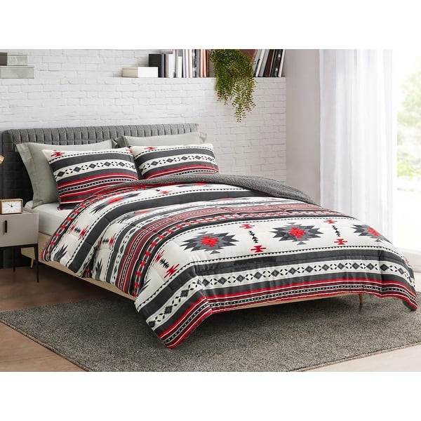 Southwestern Aztec Beige Grey Red Warm Super Thick Soft Borrego