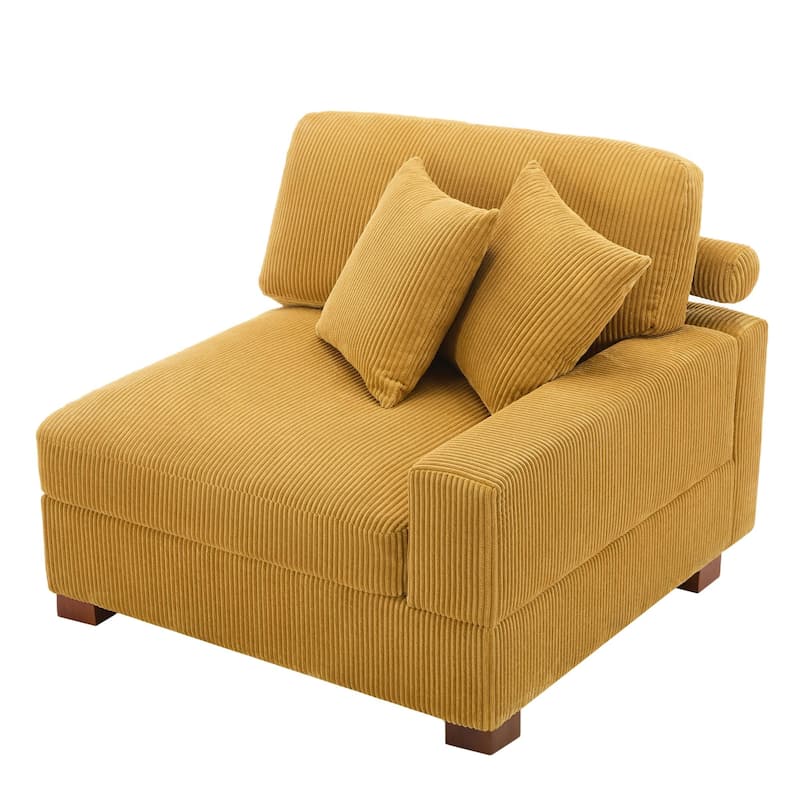 Modern L-Shaped Corduroy Modular Sectional Couch Sofa with Pillows